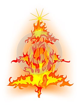 Burning christmas tree