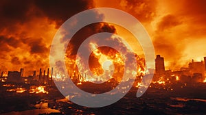 Burning Cityscape Inferno