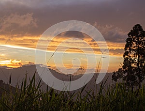 burning clouds at sunset, nuwareliya