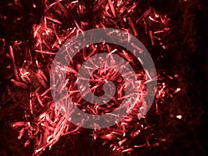 burning coal tree branches. Ignite the fire