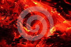 Burning coals fire background