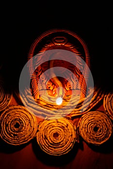 Burning Diwali Diya lights during the festival of lights