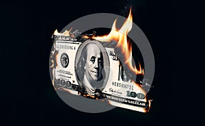 Burning dollar currency note