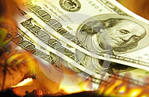burning dollars