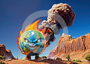 Burning earth and blue sky