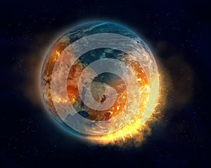 Burning Earth, global warming concept