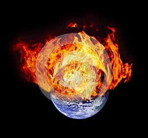 Burning earth globe