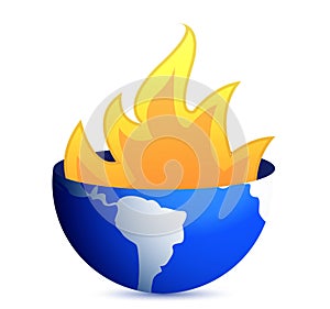 Burning earth globe illustration design