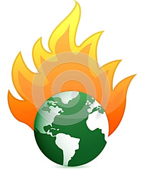 Burning eco earth globe illustration design