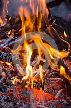 Burning embers fireplace abstract background
