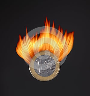 Burning euro coin