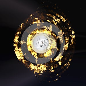 Burning Euro Coin
