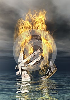 Burning Euro Sign