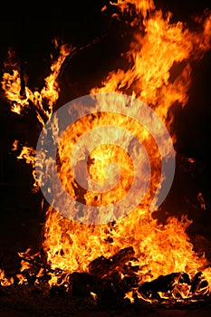 Burning Falla in Valencia. Fire.