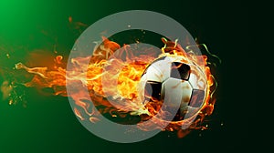 Burning Fiery Soccer Ball In Goal With Net In Flames Generative AI