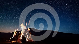 The Burning fire on a black background with space for text