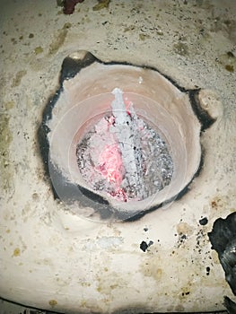 Burning fire on black coal natural