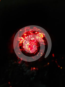 Burning fire on black coal natural