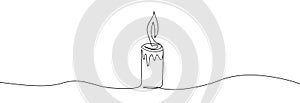 Burning fire candle. Continuous drawing in one line.