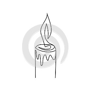 Burning fire candle. Continuous drawing in one line.