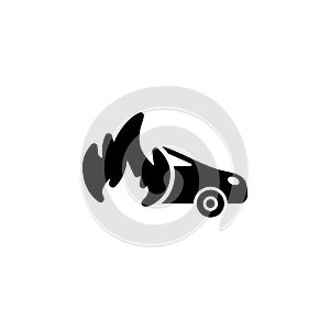 Burning Fire Car Flat Vector Icon