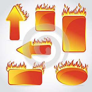 Burning with fire design sale stickers and tags photo