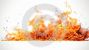 burning fire of flame and spark on white background.generative ai