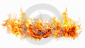 burning fire of flame and spark on white background.generative ai