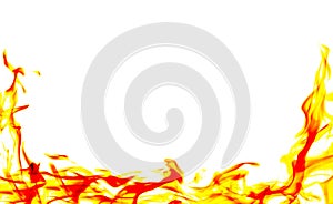 Burning fire flame on white background