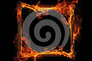 Burning Fire Frame or Blazing Inferno Abstract Border