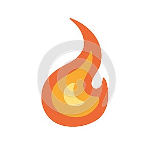 Burning fire icon. Hot blaze, flame symbol. Abstract bonfire sign. Campfire heat tongues. Inflammable pictogram. Fiery
