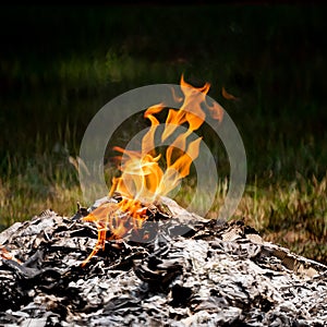burning fire in the material