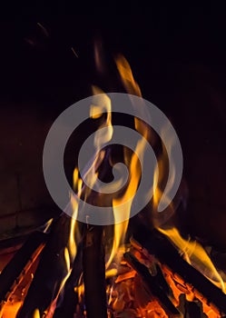 Burning fireplace. bonfire warmth fire