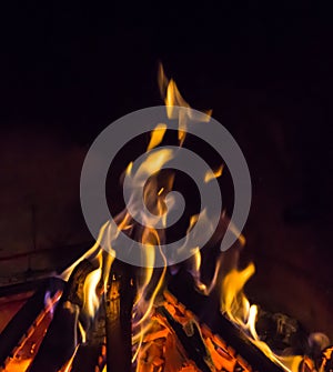 Burning fireplace. bonfire warmth fire