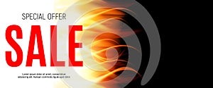Burning Flame of Fire Sale Background. Vector Illustration