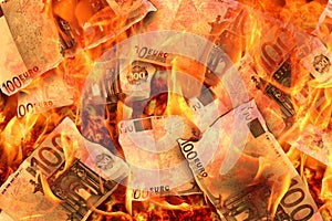 Burning Flames 100 Euro Banknotes