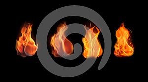 Burning flames. Realistic vector illustration.