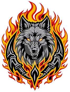 Burning Flames with a Wolfs Head