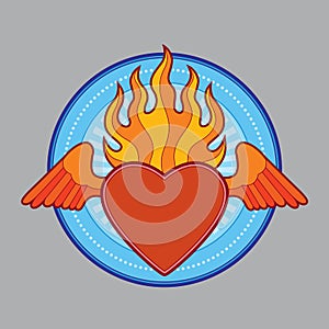 Burning flaming heart