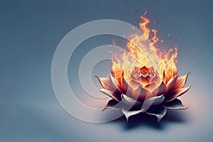 Burning flower. Space for text.