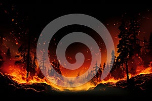 Burning forest fire nature disaster hot