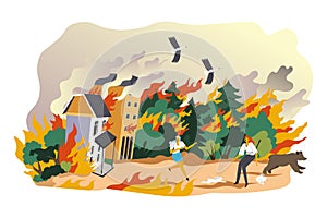Burning forests natural calamity and emergency vector photo