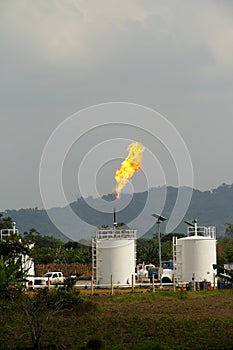 Burning gas in an oil well near poza rica, veracruz, mexico I photo