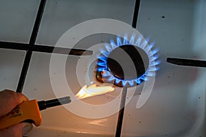 Burning gas on stove