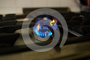 Burning gas stove flame