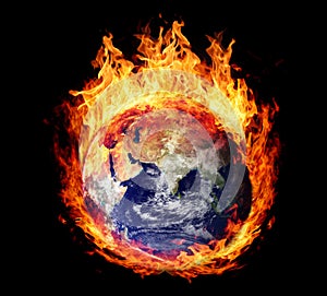 Burning globe earth (east hemisphere)