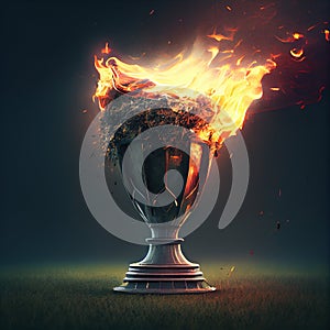 burning golden soccer winners cup.