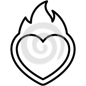 Burning heart icon, Love and heart vector