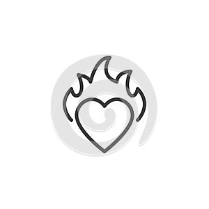 Burning heart line icon