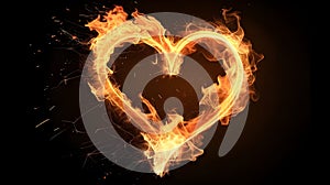 Burning Heart Shape Fire Flame Abstract Background